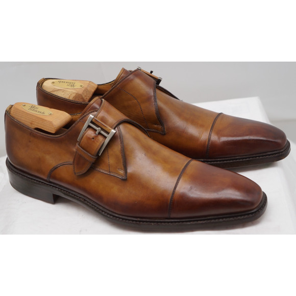 Magnanni Marco II Single Monk Strap Men 9.5 M Cuero Leather Cap Toe Dress Shoes main image 9